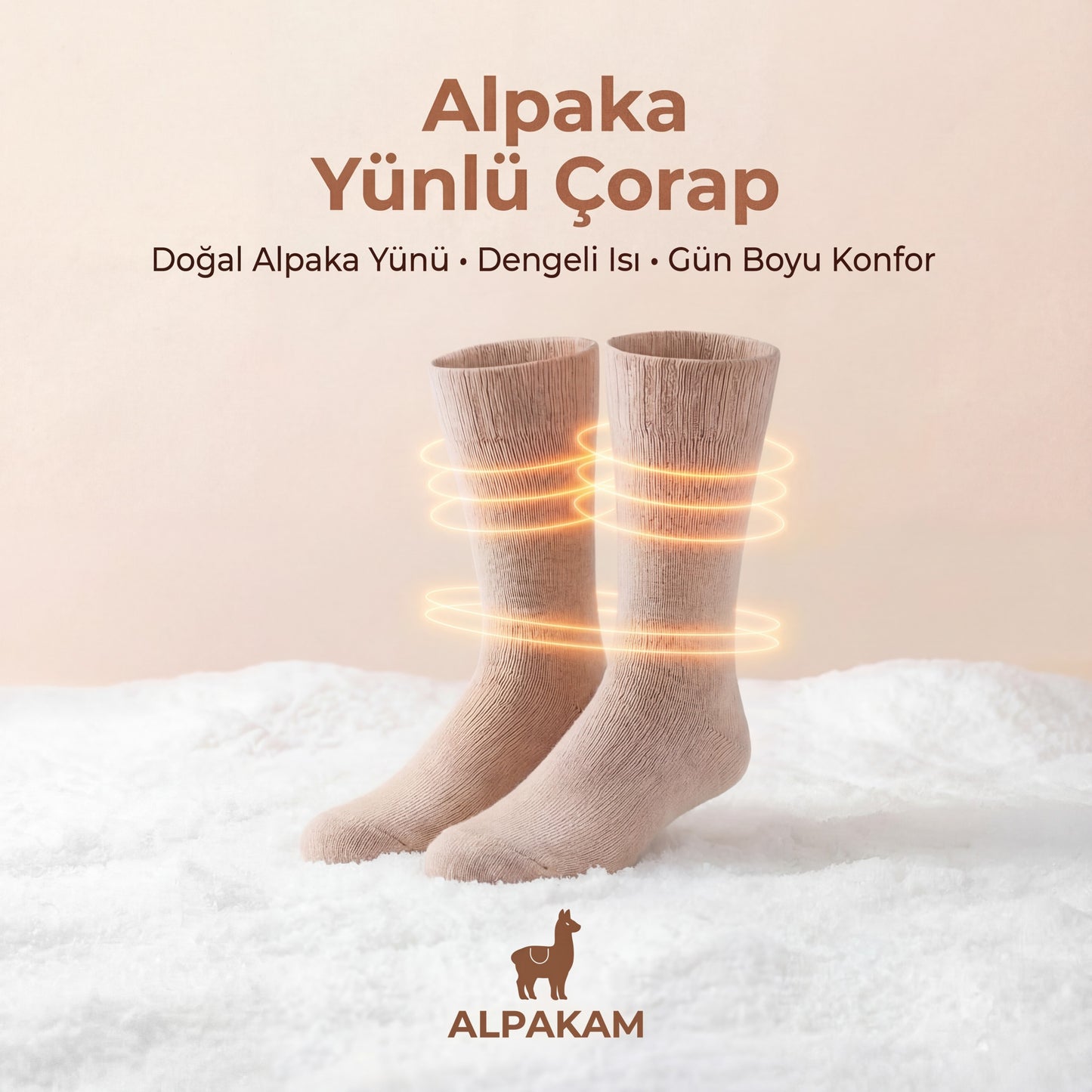 Doğal Alpaka Yünü Kış Çorabı