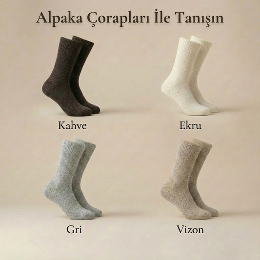 Doğal Alpaka Yünü Kış Çorabı