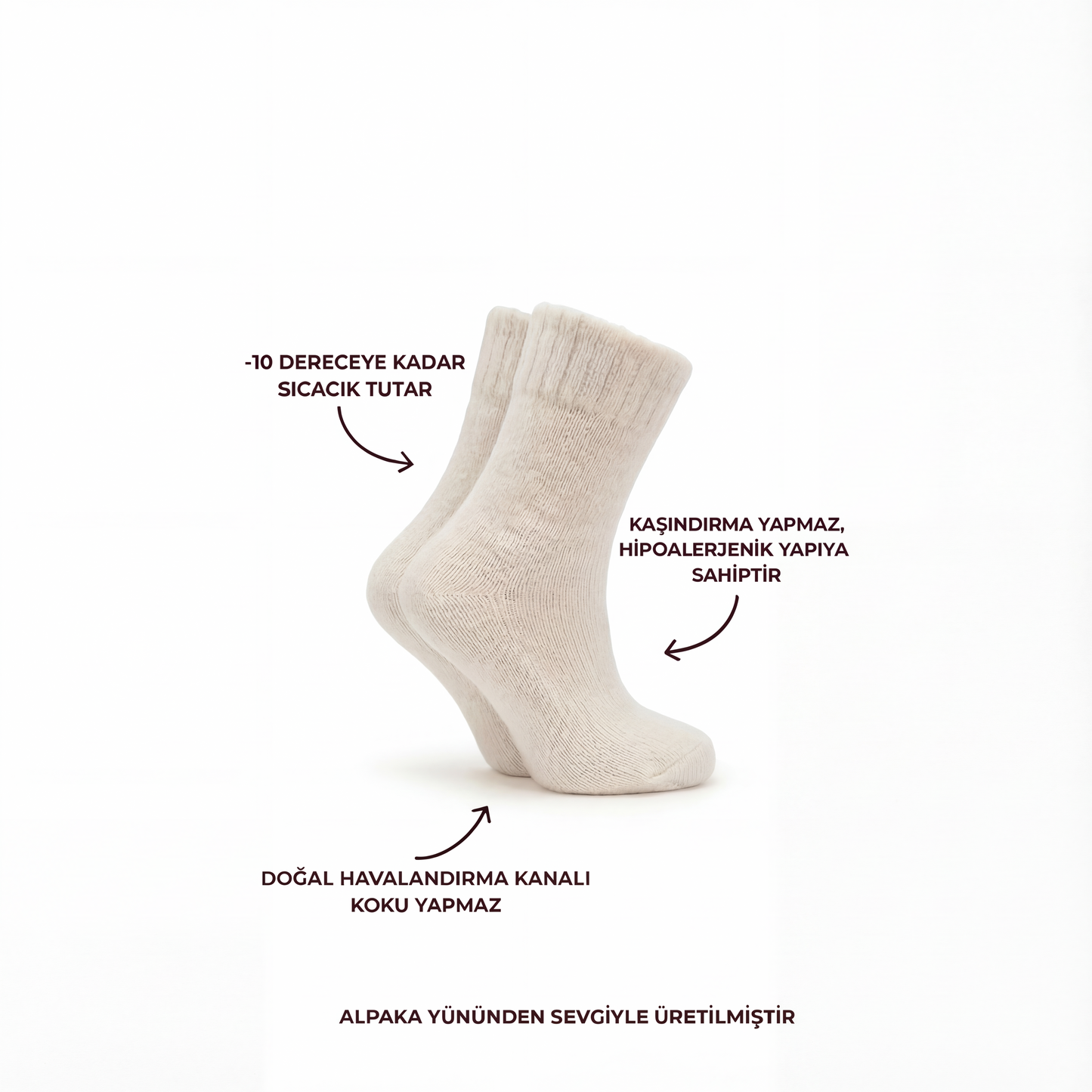 Doğal Alpaka Yünü Kış Çorabı