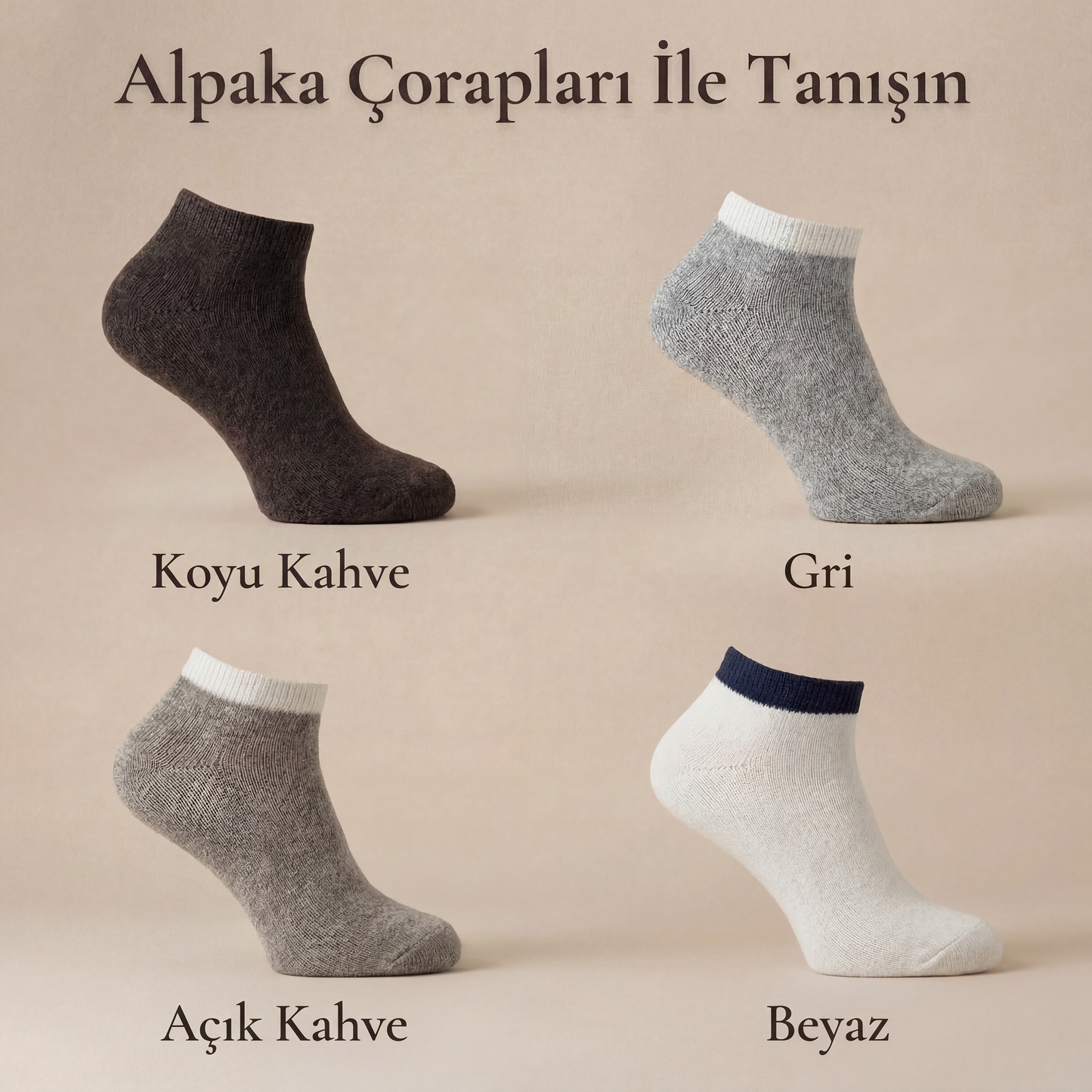 Doğal Alpaka Yünü Kış Patik Çorabı