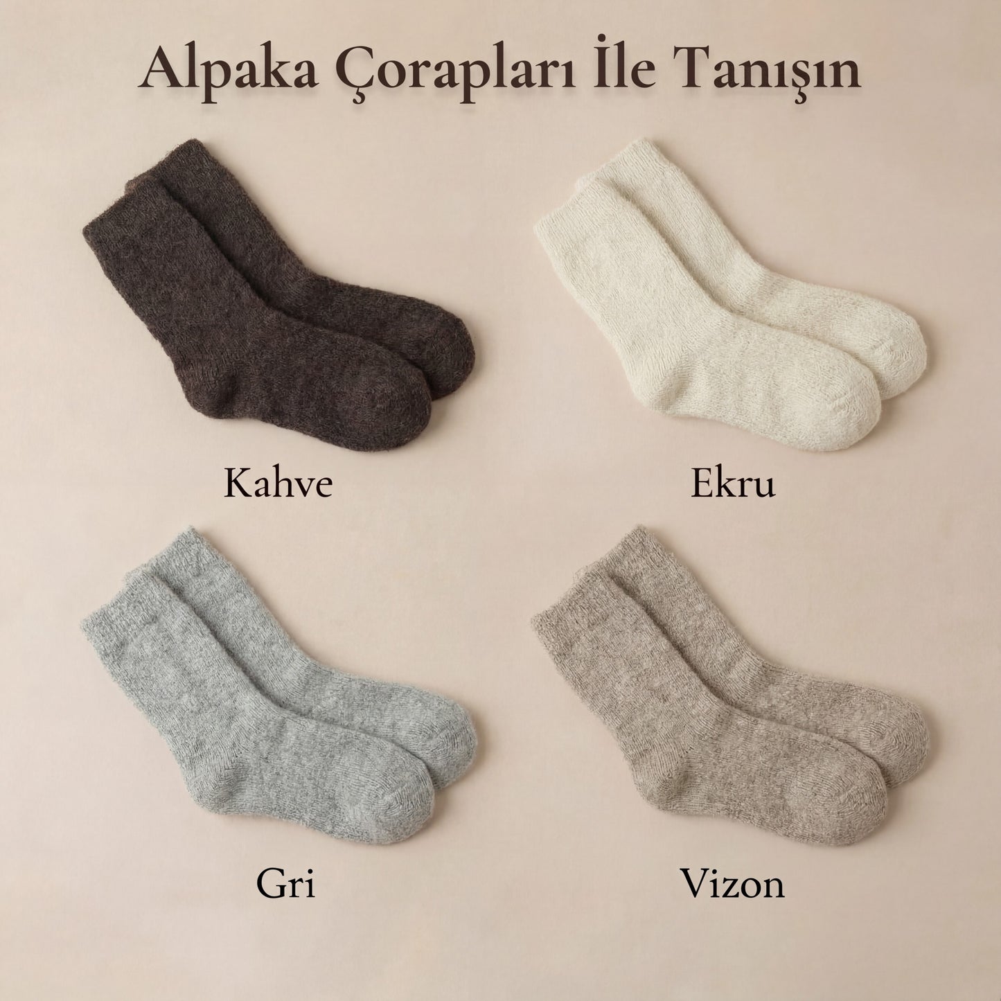 Doğal Alpaka Yünü Kış Çorabı