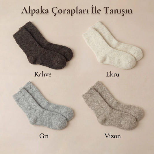 Doğal Alpaka Yünü Kış Çorabı