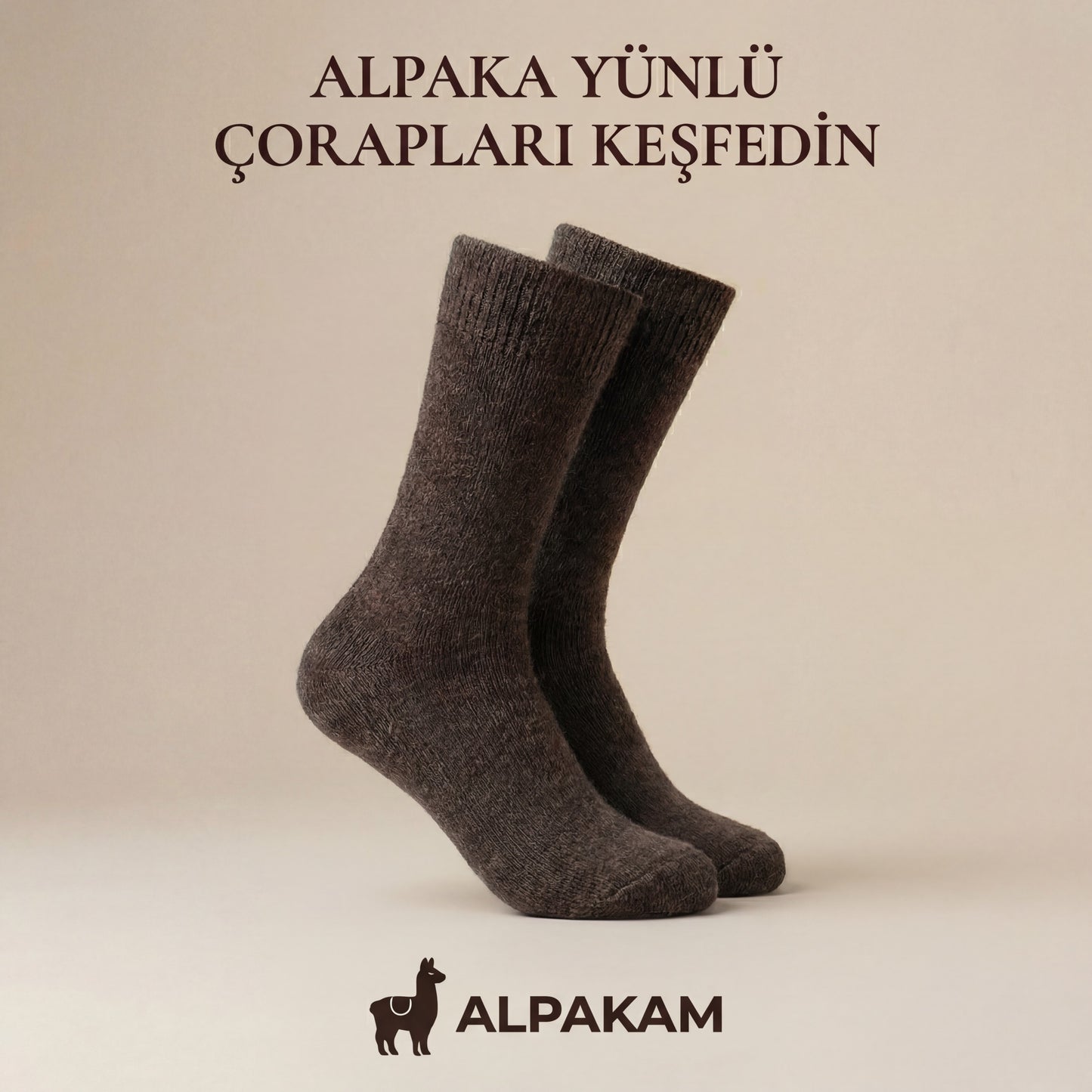 Doğal Alpaka Yünü Kış Çorabı