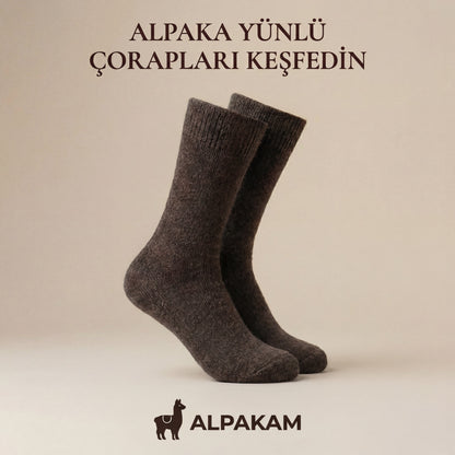 Doğal Alpaka Yünü Kış Çorabı